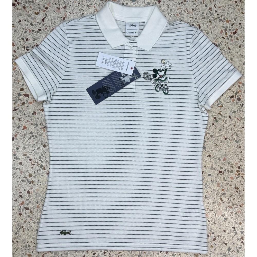 Lacoste Disney Embroidered Minnie Women's Short Sleeve Tennis Polo Shirt Size 38